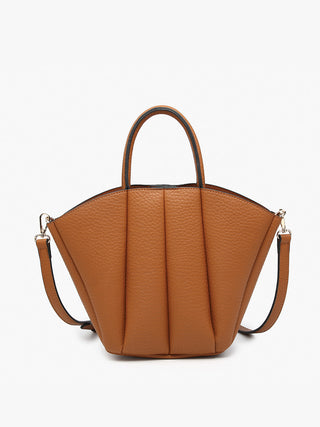 M2596-BR Ashton Shaped Paneled Hobo W/ Long Strap - Brown