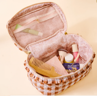 Glam & Go Quilted Cosmetic Pouch - Maple Gingham