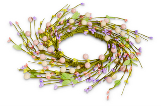 Wildflower and Egg Mini Wreath-Candle Ring - 11"