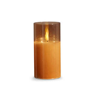 Gold glass ivory pillar candle 3x6 Raz imports