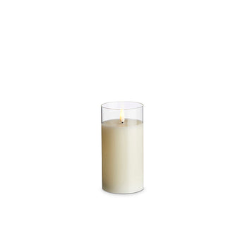 Clear glass ivory pillar candle 3x6 Raz imports