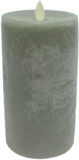 37084 Push Flame Grey Chalky Pillar Candle