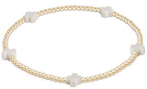 Signature Cross Small Gold Off-White 2mm Bracelet