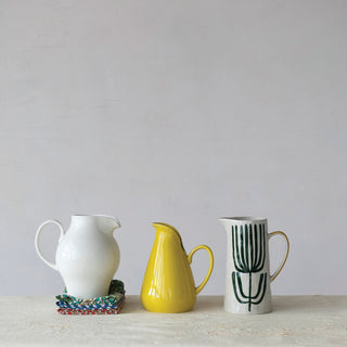 4 Quart Stoneware Vintage Reproduction Pitcher, White