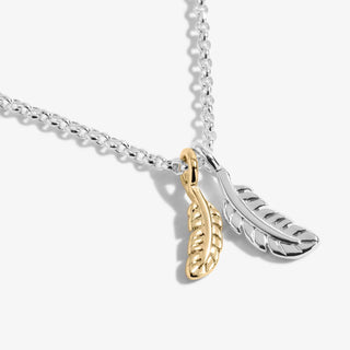 A Little "Feathers Appear When Loved Ones Are Near" Silver & Gold Necklace