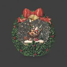 7.5"H Lighted Swirl Wreath w/ Santa in Sled