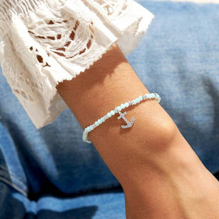 A little Boho Beads Anchor Bracelet in Blue and Silver plating