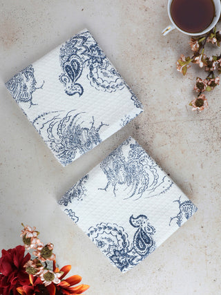 Backyard Rooster Tea Towel Blue