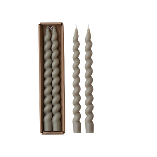 Unscented Grey Twisted Taper Candles in Box