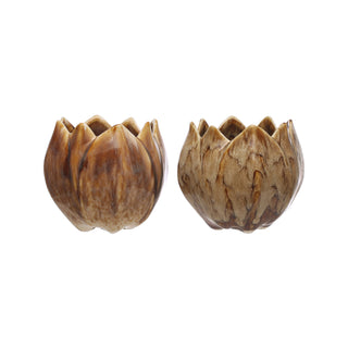 Stoneware Flower Shaped Planter (2 colors)