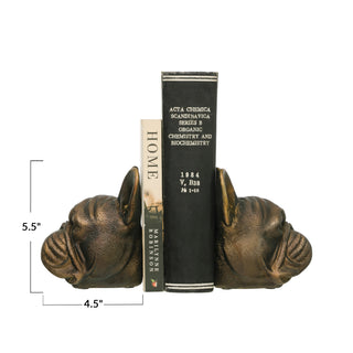 Dog Head Bookends with Antique Finish