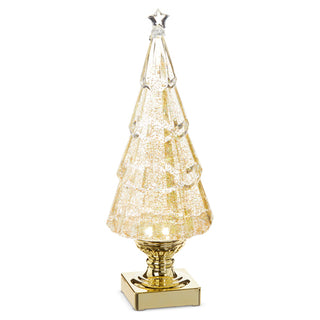 Lighted Tree W/ Gold Swirling Glitter 14"