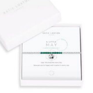 A Little Birthstone "May Green Agate" Silver Bracelet