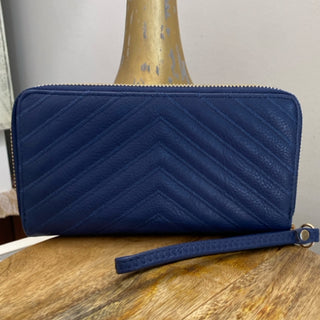 Avery Double Zip Around Wristlet Wallet- Navy