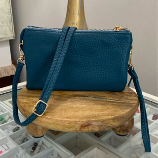 Riley- Peacock- 3 Compartment Crossbody/Wristlet