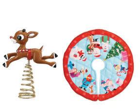 89790 Mini Rudolph the Red-Nosed Reindeer Tree Topper and Tree Skirt - owc