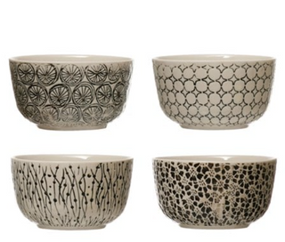Black and White Cream round Stoneware Bowl DF4201A