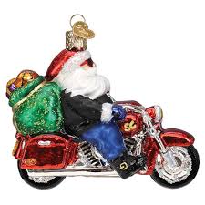 40313 Biker Santa Orn.