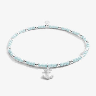 A little Boho Beads Anchor Bracelet in Blue and Silver plating