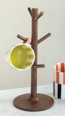 Mango Wood Mug Holder - Natural (holds 6 Mugs)