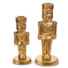 7" Gold Nutcracker Candlestick