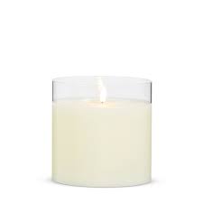 Clear Glass Ivory Pillar Candle  6 x 6