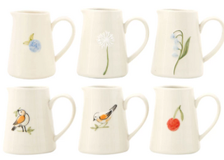 Hand Painted Embossed Creamer Jar - 6 styles