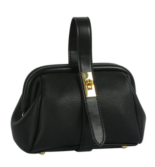 Selah Mini Clutch/Crossbody With Twist Lock Closure - Black