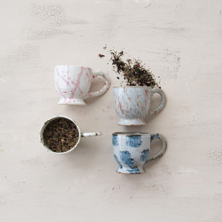 14oz Stonware Footed Mug with Splatter/4 styles