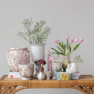Stoneware Vase with Handles, Cream Color, 3 Styles