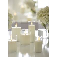 Clear Glass Ivory Pillar Candle  6 x 6