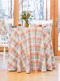 Sunwashed Plaid Round Tablecloth