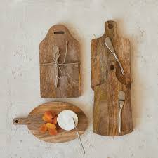 DF8281A Mango Wood Cheese/Cutting Board w/Handle & Knife