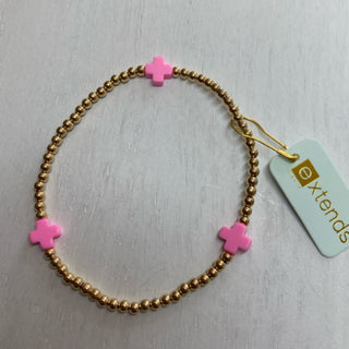 Extends - Signature Cross Gold Bright Pink 3mm Bracelet
