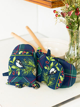 Chickadee Patchwork Mini Mitt (Navy)