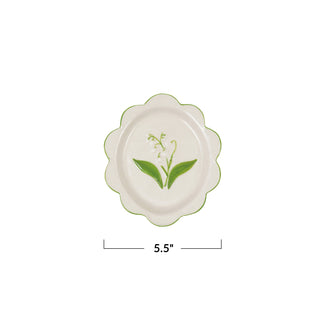 Hand-Painted Stoneware Plate with Lily of the Valley
