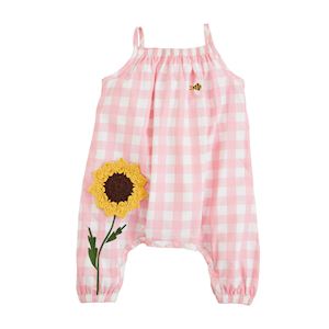 Pink Check Sunflower 1pc 6-9m