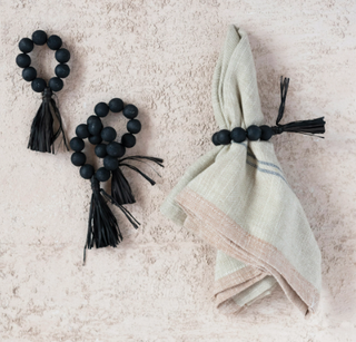 Black Beaded Napkin Ring #DF5317