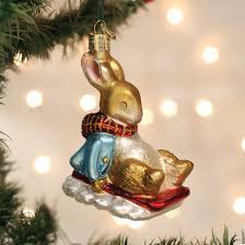 12688 Peter Rabbit on a Sled Ornament - OWC