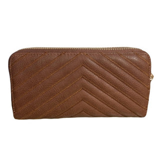 Avery Double Zip Around Wristlet Wallet- Coffee