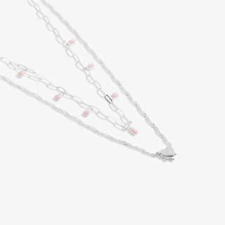 Stacks of Style - Pink Enamel Silver Necklace