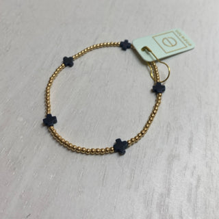 Signature Cross Small Gold Navy 2mm Bracelet