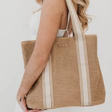 Ruby Raffia Tote Bag Tan