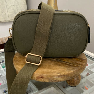 Sky- Olive- Dual Zip Crossbody w/ Slip Pocket