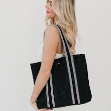 Ruby Raffia Tote Bag Black