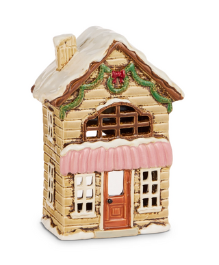 8" Pink Awning Ceramic House