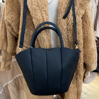 M2596-BK Ashton Shaped Paneled Hobo w/ Long Strap - Black
