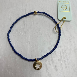 Hope Classic Navy Star Small Gold Disc Bracelet