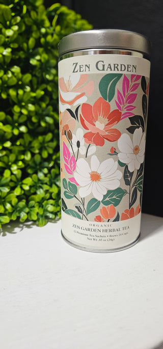 Tall Silver Tea Tin - Zen Garden