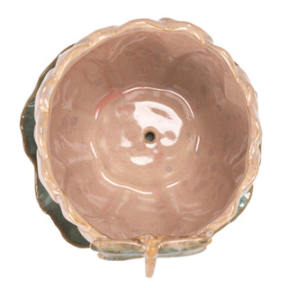 Stoneware Flower Shaped Planter & Saucer